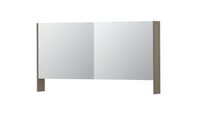 INK SPK3 spiegelkast met 2 dubbel gespiegelde deuren, open planchet, stopcontact en schakelaar 140 x 14 x 74 cm, greige eiken - thumbnail