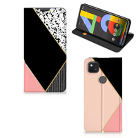 Google Pixel 4a Stand Case Zwart Roze Vormen