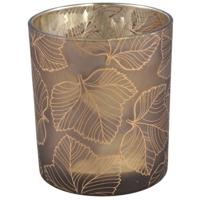 PTMD theelichthouder magali glas bruin 10 cm | 6 stuks