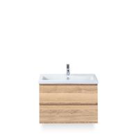 Vogue Badmeubelset 80 cm - Greeplijst in kleur - Grey Oak - Keramische Wastafel Wit 1 kraangat