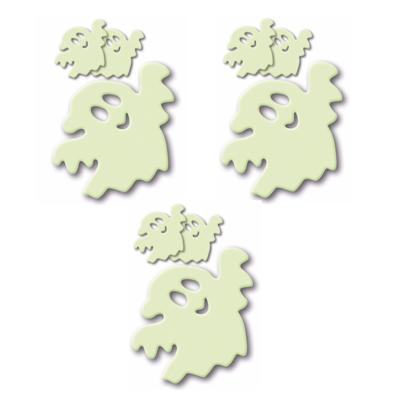 Glow in the dark Halloween stickers van spookjes - 9x stuks - 16 x 9 cm - Muurstickers versiering