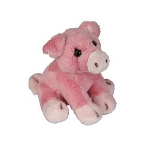 Ravensden pluche varkens knuffel - roze - 15 cm - boerderij dieren knuffelbeesten