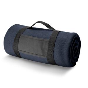 Fleece dekens/plaids met afneembaar handvat - Navy blauw - 150 x 120 cm - Fleecedekens