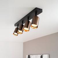 Taurus bronzo IV by LUSENZ - 4-lichts plafondspot met kantelbare geborstelde bronzen spots en matzwarte basis