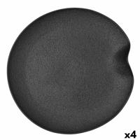Snackdienblad Bidasoa Fosil Zwart Keramisch Aluminiumoxide 31,4 x 31,2 x 4 cm (4 Stuks)