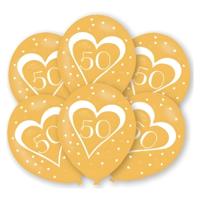 Ballonnen 50 jaar - 6x stuks - goud - huwelijk - jubileum - feestartikelen
