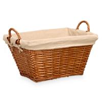 Rieten opberg mand - gevlochten riet - bruin - 52 x 35 x 30 cm - met hengsels