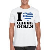 Wit I love Greek girls/ I love Griekse dames t-shirt voor heren 2XL  -