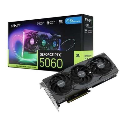 PNY - Grafische kaart - GEFORCE RTX 5060 - 8 GB - ARGB - Overclocked - Drievoudige ventilator - DLSS 4