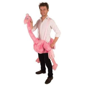 Roze struisvogel hang-on kostuum