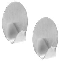 Excellent houseware Zelfklevende rvs haakjes - ovaal - 8x stuks - 5 x 5,5 cm