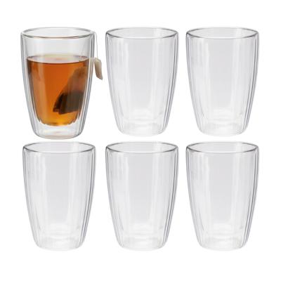 Excellent Houseware dubbelwandige Koffieglazen - 6x - theeglazen - 350 ml - D9 x H12 cm