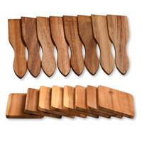 Gourmetspatels met onderzetters set - 8x - acacia hout - gourmetten - racletten - grillen