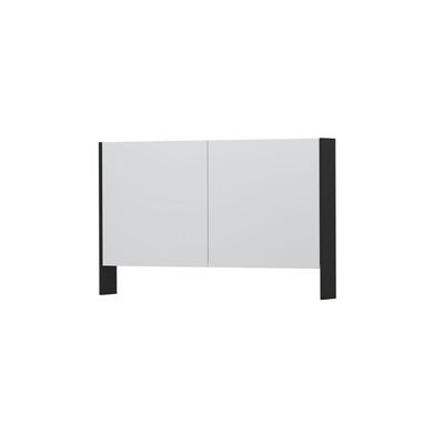 INK SPK3 Spiegelkast - 120x14x74cm - 2 deuren - dubbelzijdige Spiegel - open planchet - schakelaar en stopcontact - MDF lak zwart mat 1110255