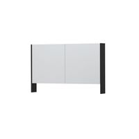 INK SPK3 Spiegelkast - 120x14x74cm - 2 deuren - dubbelzijdige Spiegel - open planchet - schakelaar en stopcontact - MDF lak zwart mat 1110255