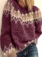Wool/Knitting Casual Crew Neck Sweater - thumbnail