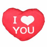 Sierkussentje Valentijn/I Love You - hartjes vorm - rood - 12 cm
