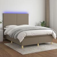 Boxspring met matras en LED stof taupe 140x190 cm