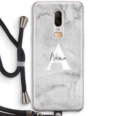 Ivory Marble: OnePlus 6 Transparant Hoesje met koord