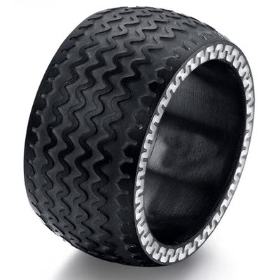 Stalen herenring Black Tyre-19mm