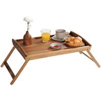 Kesper Dienblad met inklapbare poten - 35x55 cm - acacia hout - Ontbijt op bed