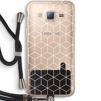 Zwart-witte kubussen: Samsung Galaxy J3 (2016) Transparant Hoesje met koord