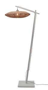 GOOD&MOJO Vloerlamp 'Tanami' Bamboe en rotan, 176cm, kleur Wit/Naturel