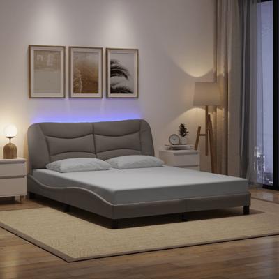 Bedframe met LED-verlichting stof taupe 160x200 cm