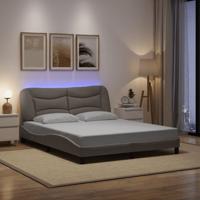 Bedframe met LED-verlichting stof taupe 160x200 cm