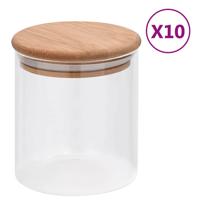 VidaXL Opbergpotten met bamboe deksel 10 st 600 ml glas
