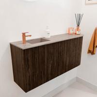 Toiletmeubel Mondiaz Joya Dlux | 91.6 cm | Meubelkleur Walnut | Faye wastafel Saba Wasbak Links | 1 kraangat