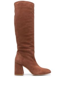 Stuart Weitzman bottes Flareblock en daim 85 mm - Marron