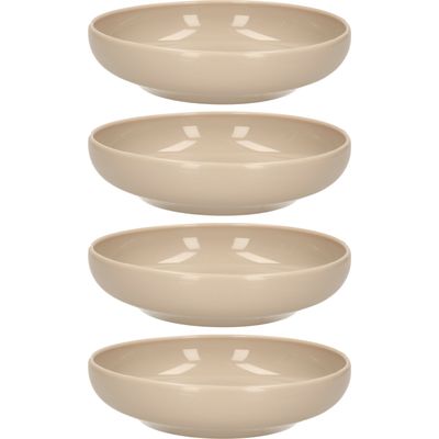 Kommetje/schaaltje - 8x - Dessert/ontbijt - Kunststof - D16 x 4 cm - taupe