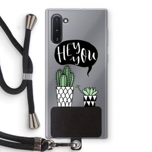 Hey you cactus: Samsung Galaxy Note 10 Transparant Hoesje met koord