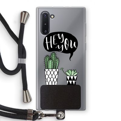 Hey you cactus: Samsung Galaxy Note 10 Transparant Hoesje met koord