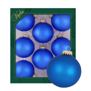 Kerstballen - 16x stuks - velvet blauw - glas - 7 cm - mat