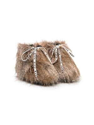 Marni Kids bottines lacées en fourrure artificielle - Marron