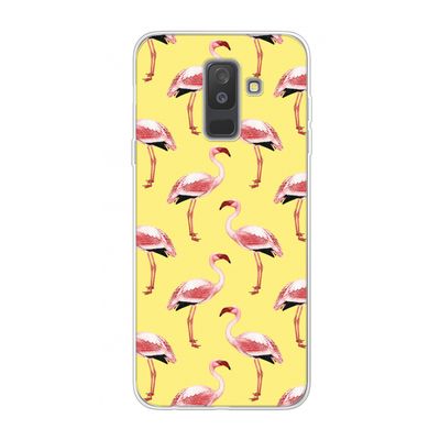 Flamingo's geel: Samsung Galaxy A6 Plus (2018) Transparant Hoesje