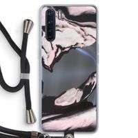 Roze stroom: Oppo A91 Transparant Hoesje met koord