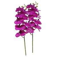 Kunstbloem Orchidee Bora - 3x - fuchsia - 77 cm - losse steel - kunst zijdebloem - Phalaenopsis