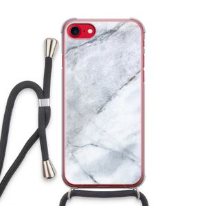 Witte marmer: iPhone SE 2020 Transparant Hoesje met koord
