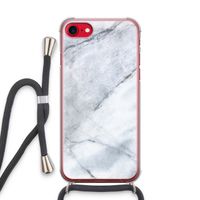 Witte marmer: iPhone SE 2020 Transparant Hoesje met koord