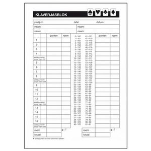 Klaverjassen scoreblok A5