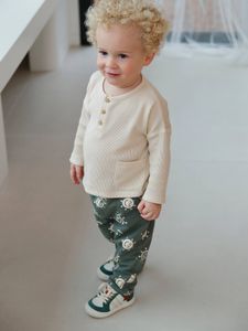 Babyset T-shirt + molton broek kaki