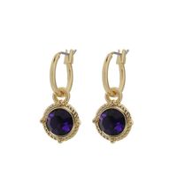 Biba Hang Oorbellen Goud met Swarovski Steentje Purple Velvet - thumbnail