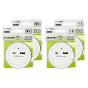 LED nachtlampje - 4x - draadloos - met USB A en C - warm wit