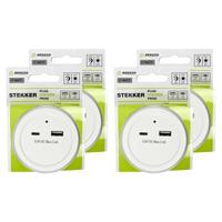 LED nachtlampje - 4x - draadloos - met USB A en C - warm wit