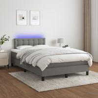 Boxspring met matras en LED stof donkergrijs 120x200 cm