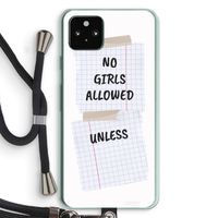 No Girls Allowed Unless: Pixel 5a 5G Transparant Hoesje met koord