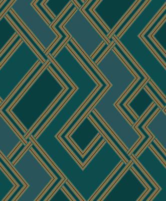 Dutch Wallcoverings Asperia - Fabric Geo - Groen/Goud